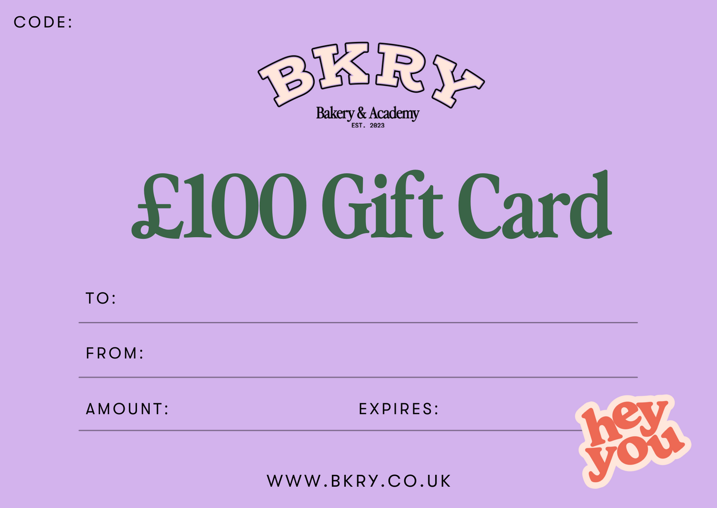 BKRY GIFT CARDS