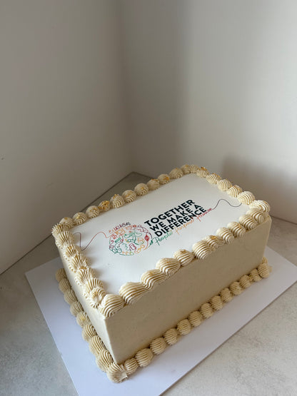 The Logo and Photo Cutting Cake with edible printed image for events